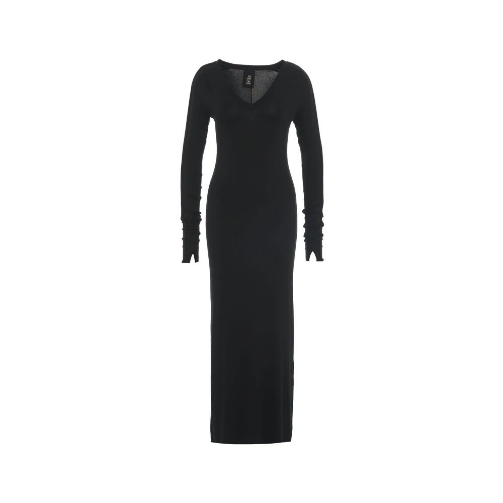 Thom Krom Zwarte Maxi Jurk V-Hals Elegante Stijl Black Dames