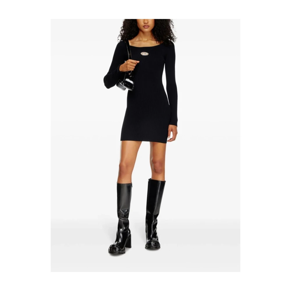 Diesel Elegante Viscose Blend Jurk Black Dames