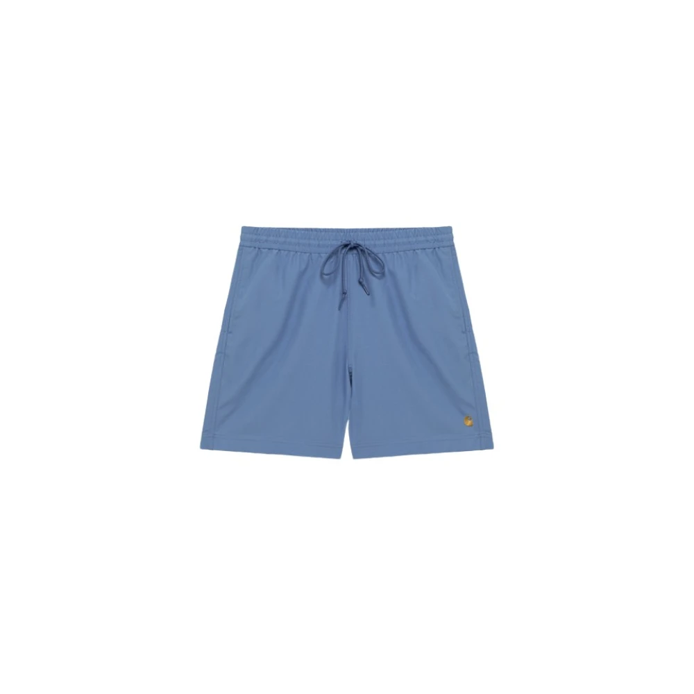 Carhartt WIP Boardshorts in effen kleur met geborduurd logo Blue Heren