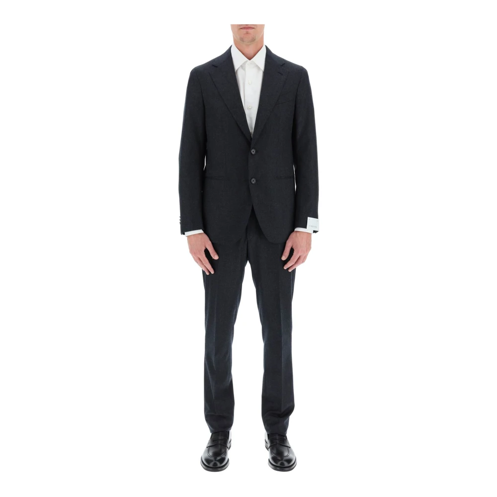 Caruso Single Breasted Suits Gray Heren