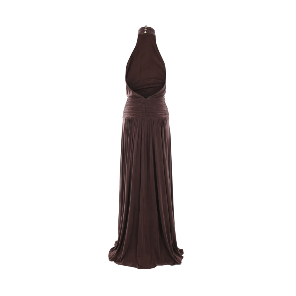 Elisabetta Franchi Bruine Cacao Jurk Gemaakt in Italië Brown Dames