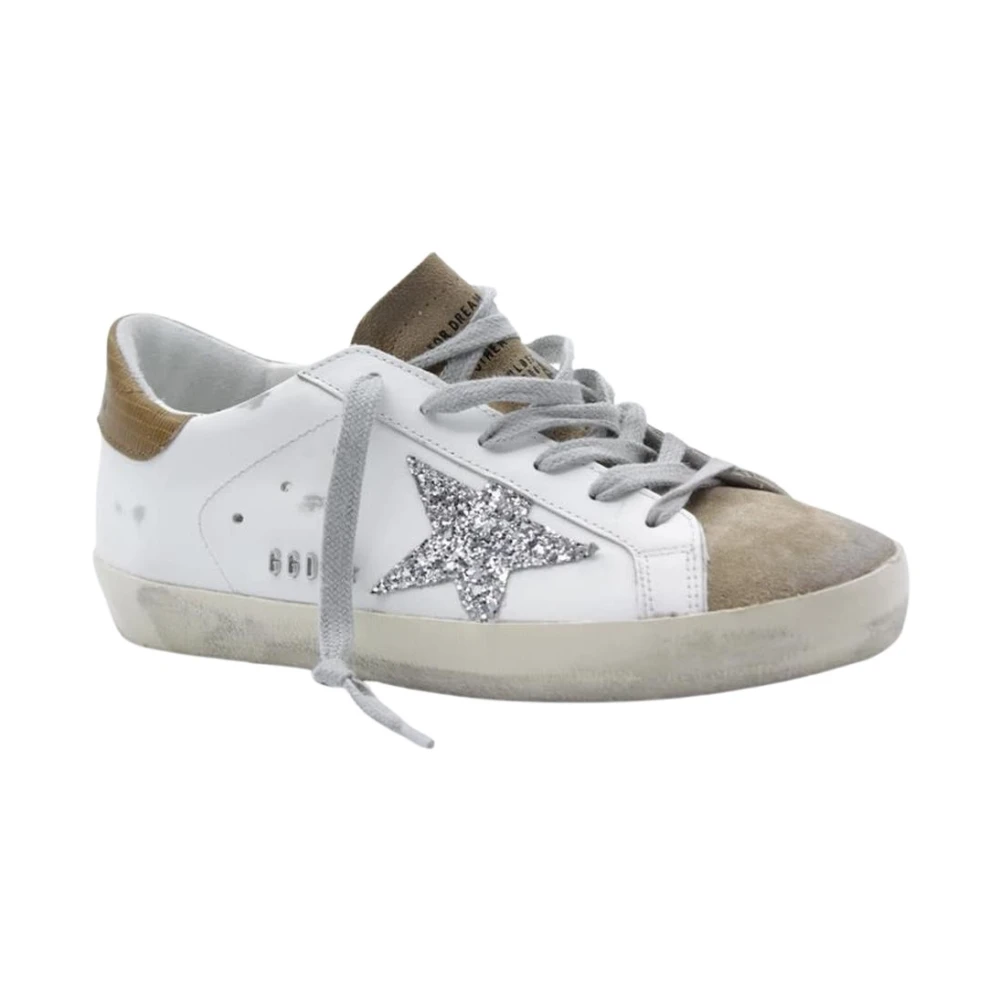 Golden Goose Distressed Leather High-Top Sneakers White, Dam