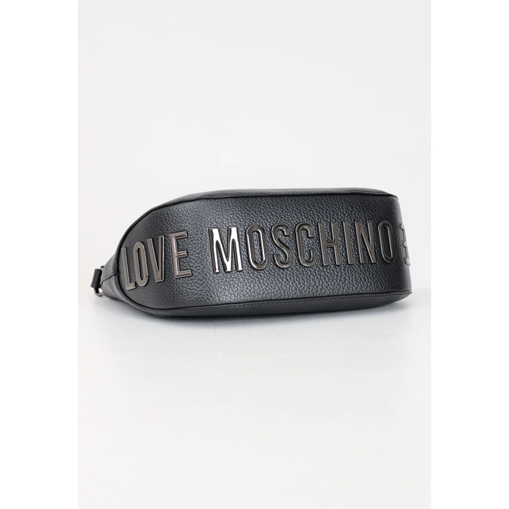 Love Moschino Zwarte Hobo Tas met Reusachtig Logo Black Dames