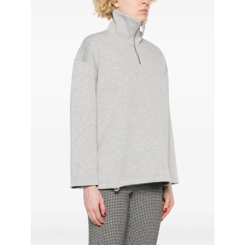 pinko Grijze V-hals gebreide trui met rits Gray Dames