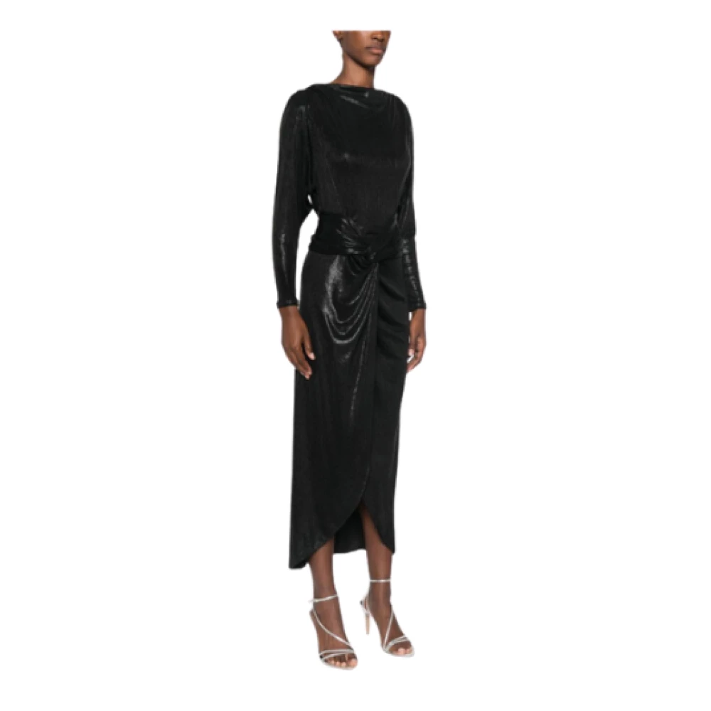 IRO Midi Oceanna Zwarte Jurk met Lurex Black Dames