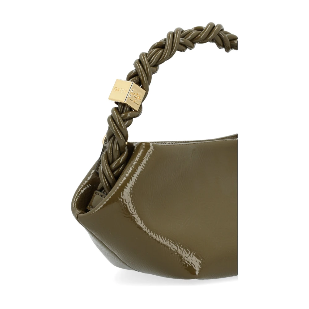 Ganni Mini Patent Bou Bag in Milolive Green Dames