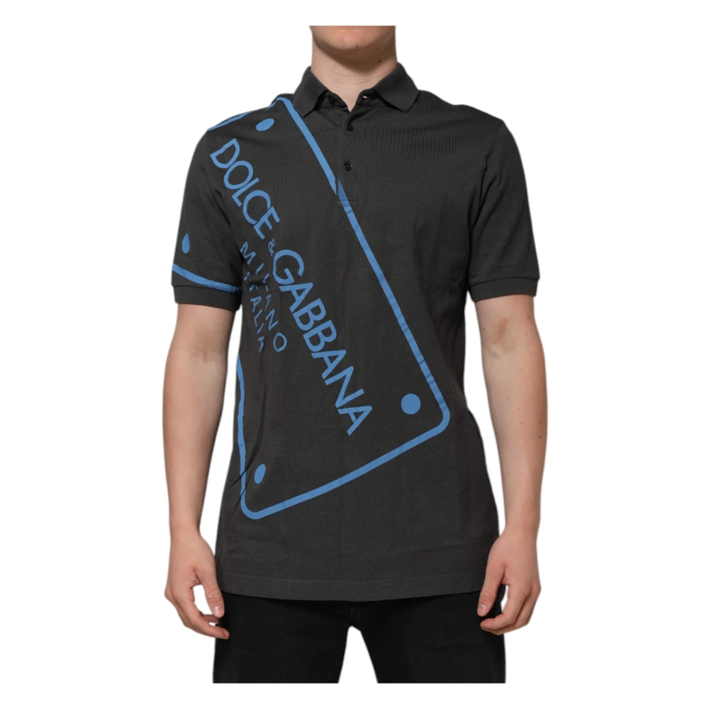 Dolce & Gabbana Herren Grau Kurzärmeliges Poloshirt Mit Kragen