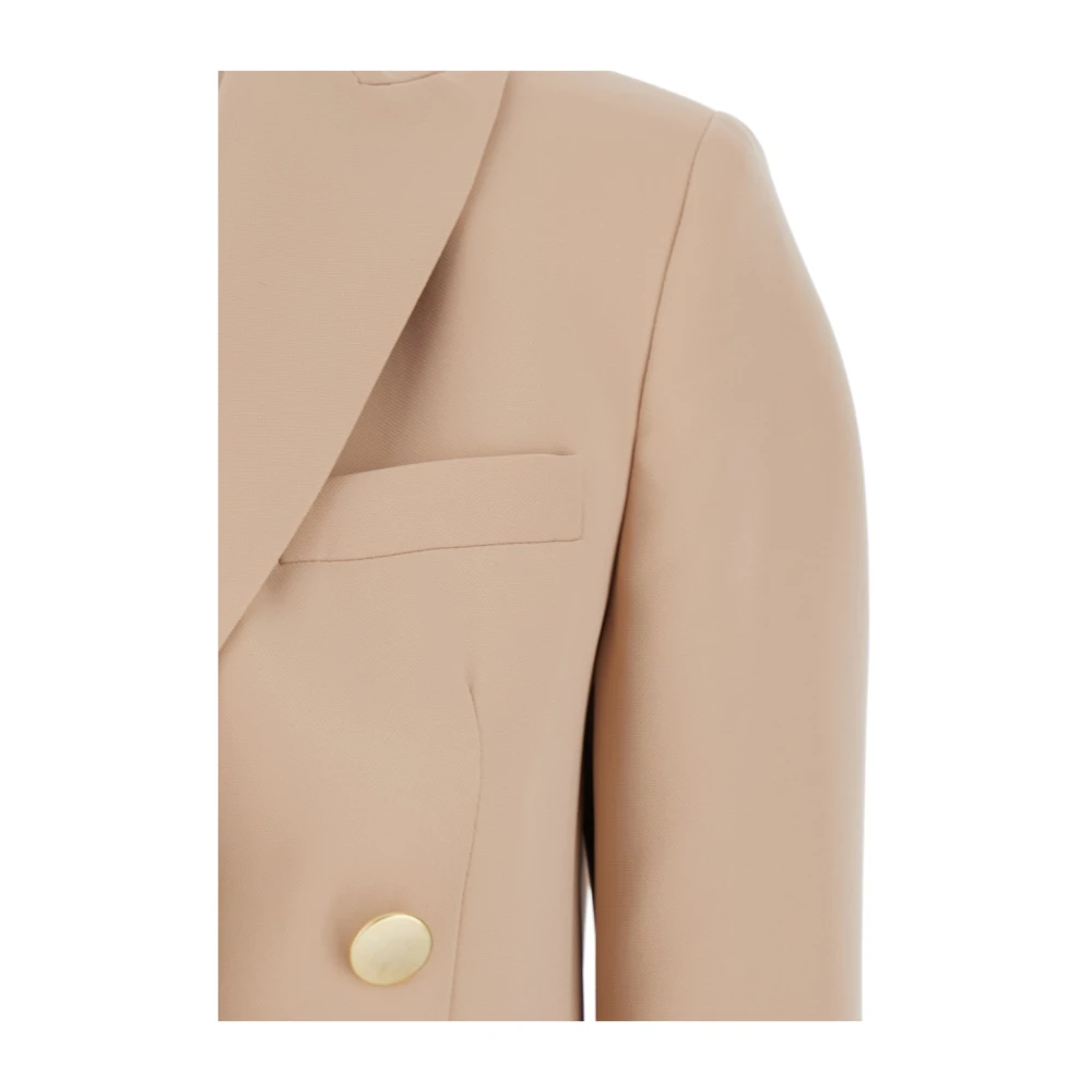 Plain Units Beige Double-Breasted Klassieke Reversjas Beige Dames