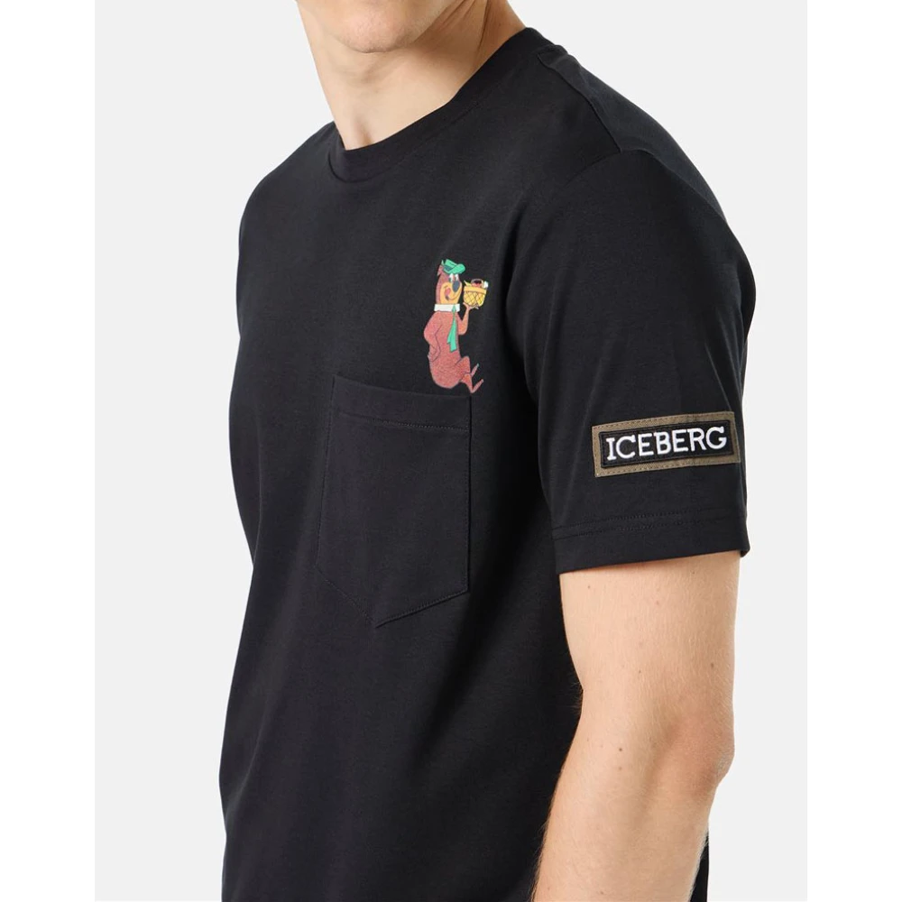 Iceberg Katoenen T-shirt met Yogi Bear Black Heren