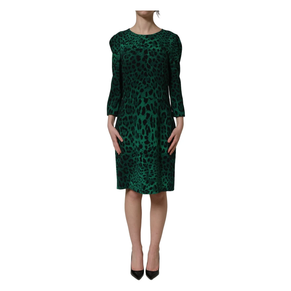 Dolce & Gabbana Green Long Sleeves Sheath Midi Dress - Female - Short Dresses - M - Dresses