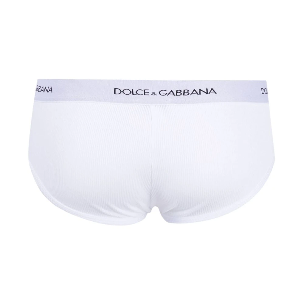 Dolce & Gabbana Logo Taille Ribgebreide Slipjes White Heren