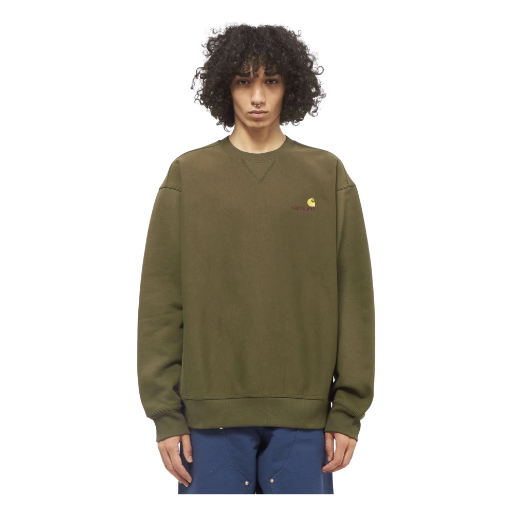 Carhartt WIP Groene Katoenen Crewneck Sweatshirt American Script Green Heren