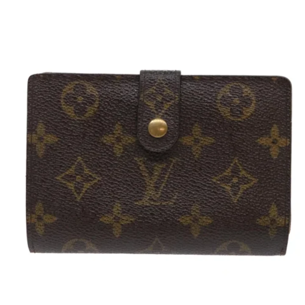 Pre-owned Brunt lerret Louis Vuitton lommebok