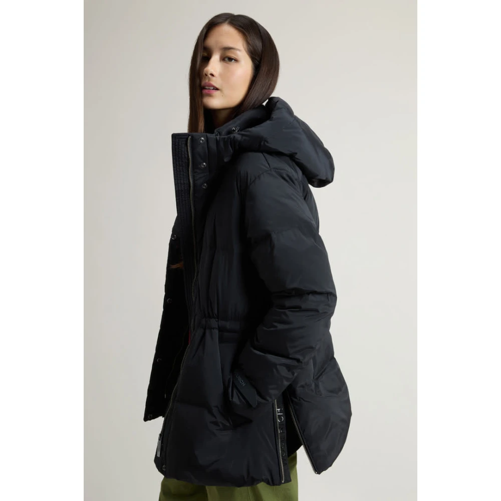 Woolrich Zwarte Pufferjas voor Vrouwen Black Dames