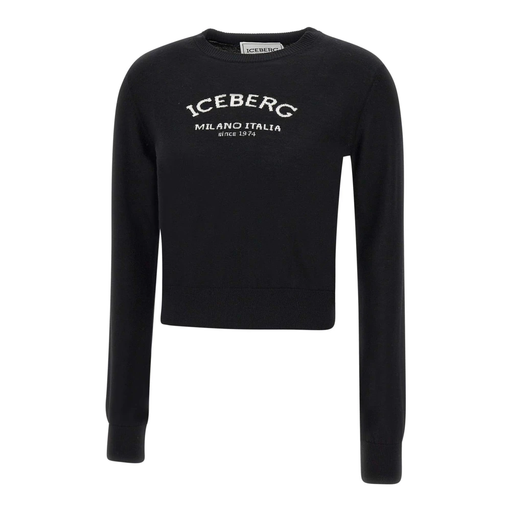 Iceberg Zwarte Wollen Trui met Logo Black Dames