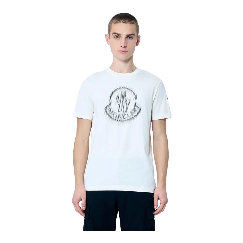 Moncler Katoenen Jersey Logo Print T-Shirt White Heren