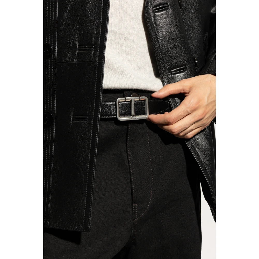 Tom Ford Leren riem Black Heren
