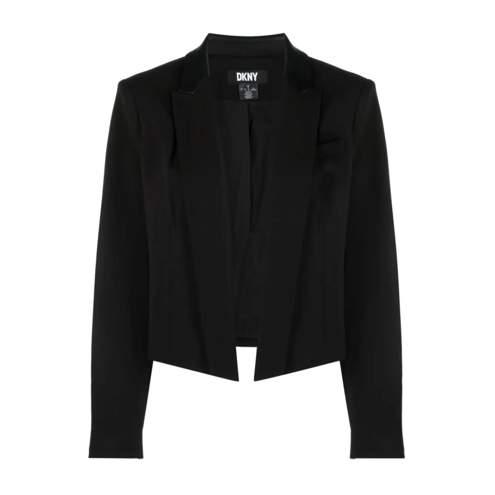 Dkny Svart Cropped Casual Blazer Black, Dam