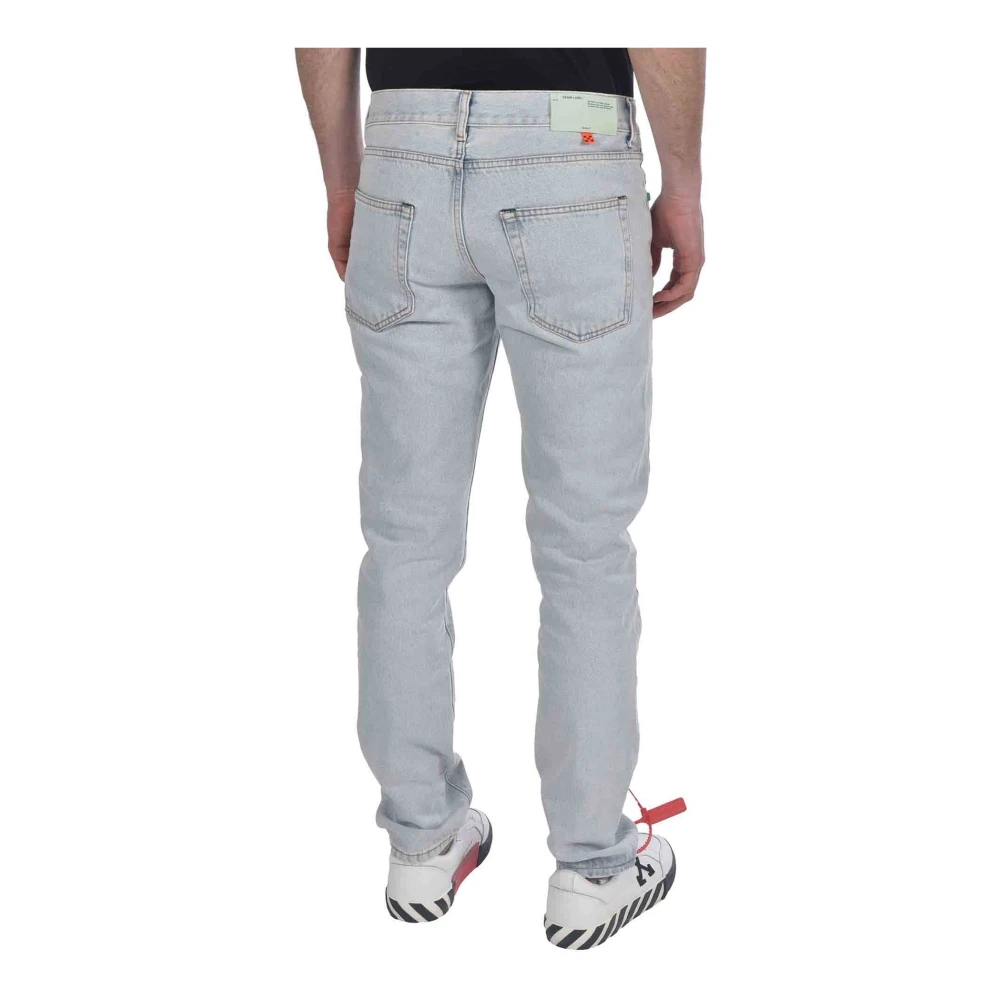 Off White Denim Jeans met Logo Detail Blue Heren