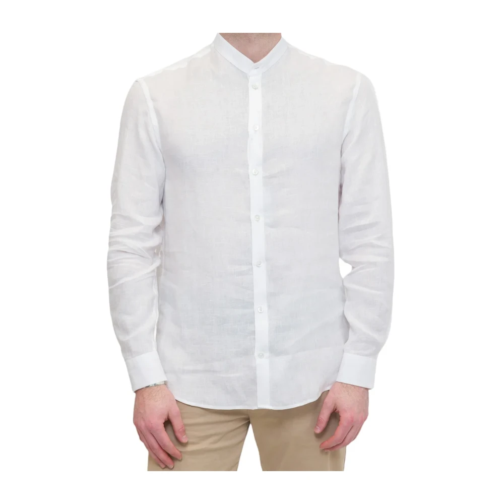 Emporio Armani Linnen Mao Shirt White Heren