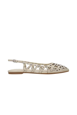 Studded Läder Cut-Out Spetsig Tå Skor