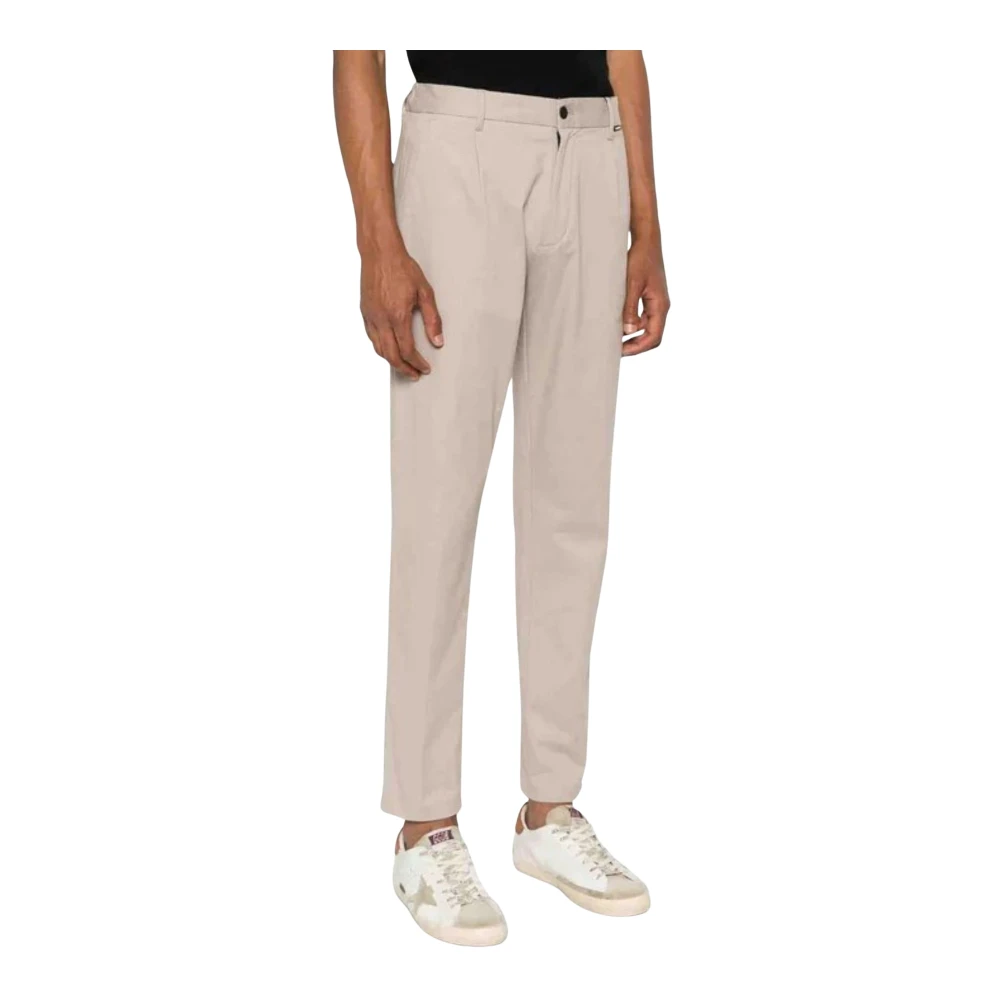 Calvin Klein Moderne Twill Tapered Plooi Broek Beige Heren