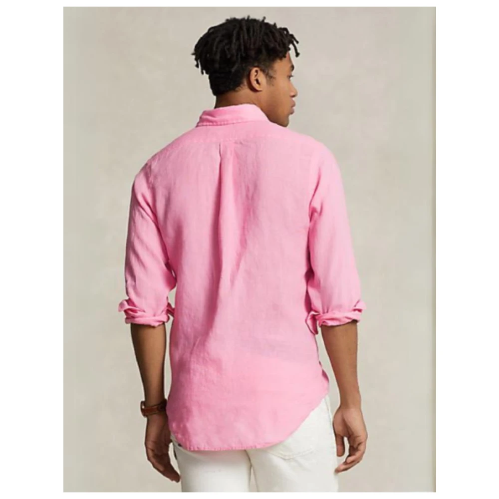 Polo Ralph Lauren Slim Linnen Overhemd Pink Heren
