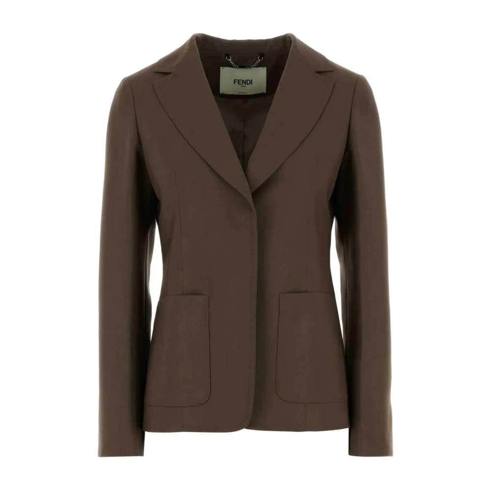Fendi Women's Brown Blazers, S, Stylish Jacket