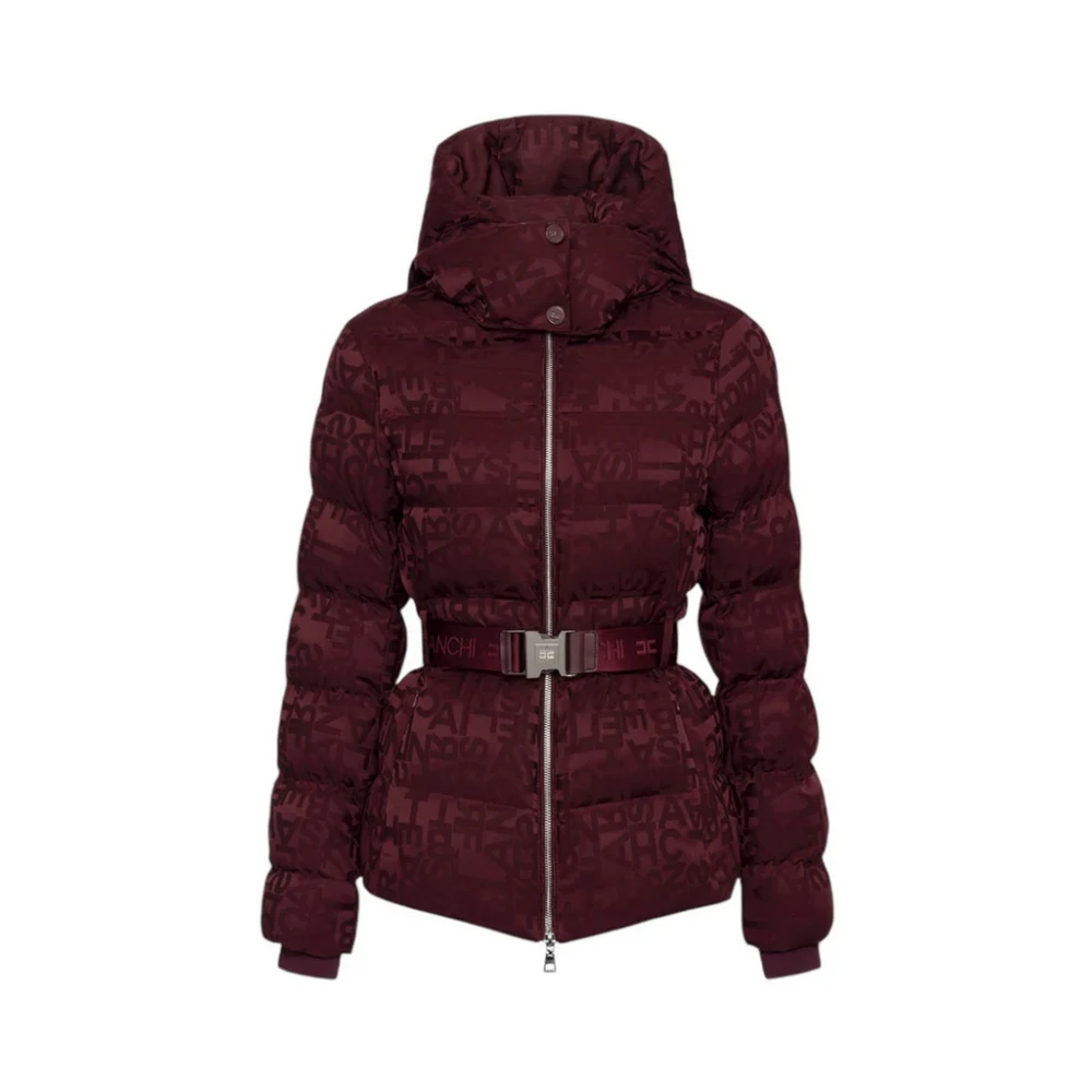 Elisabetta Franchi Bordeaux Donsjas met Afneembare Capuchon Red Dames