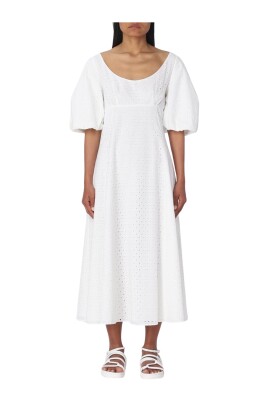 yellow-cream-puff-sleeve-midi-dress
