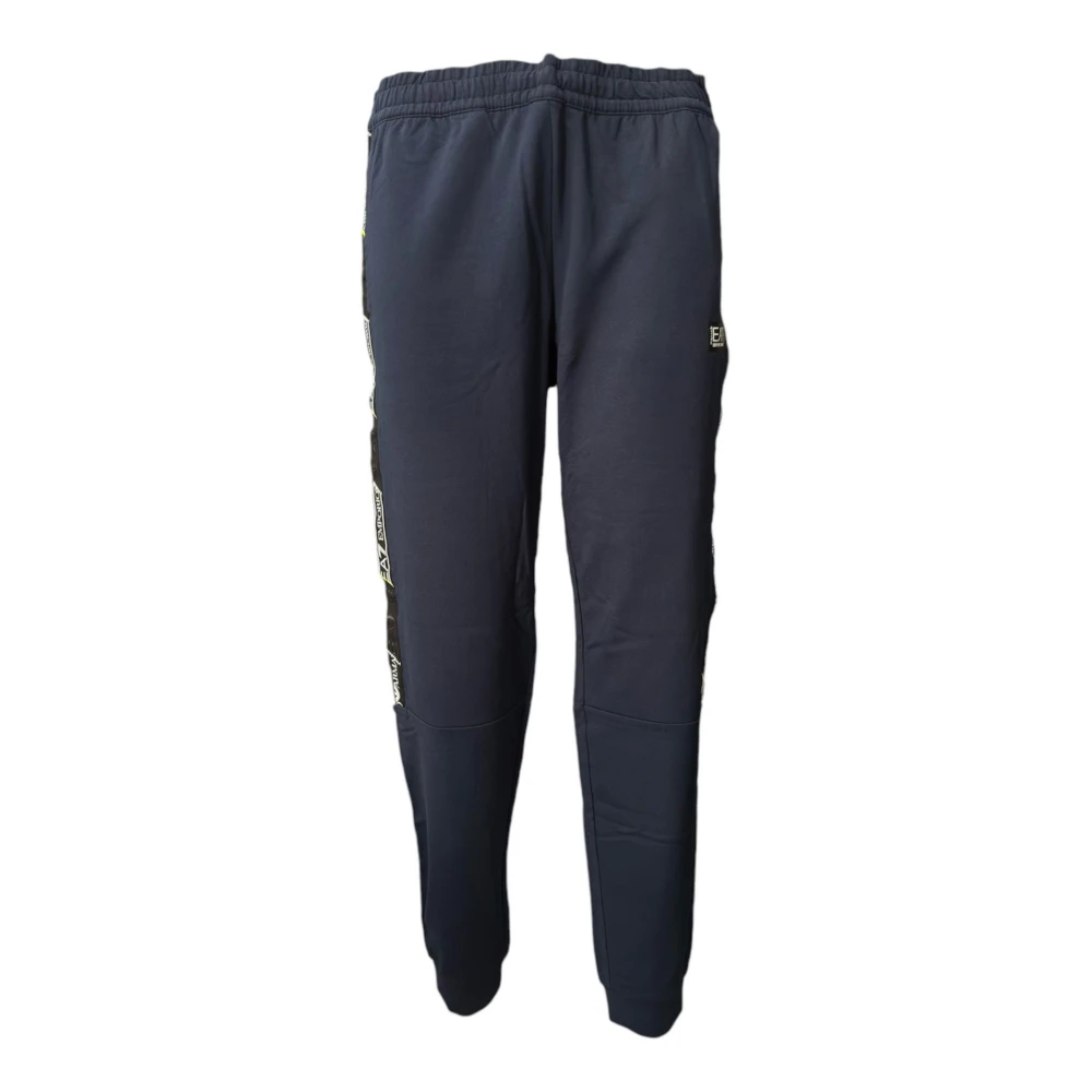 Emporio Armani Ea7 Men's Blue Sweatpants, 2XL, Trousers With Side Logo
