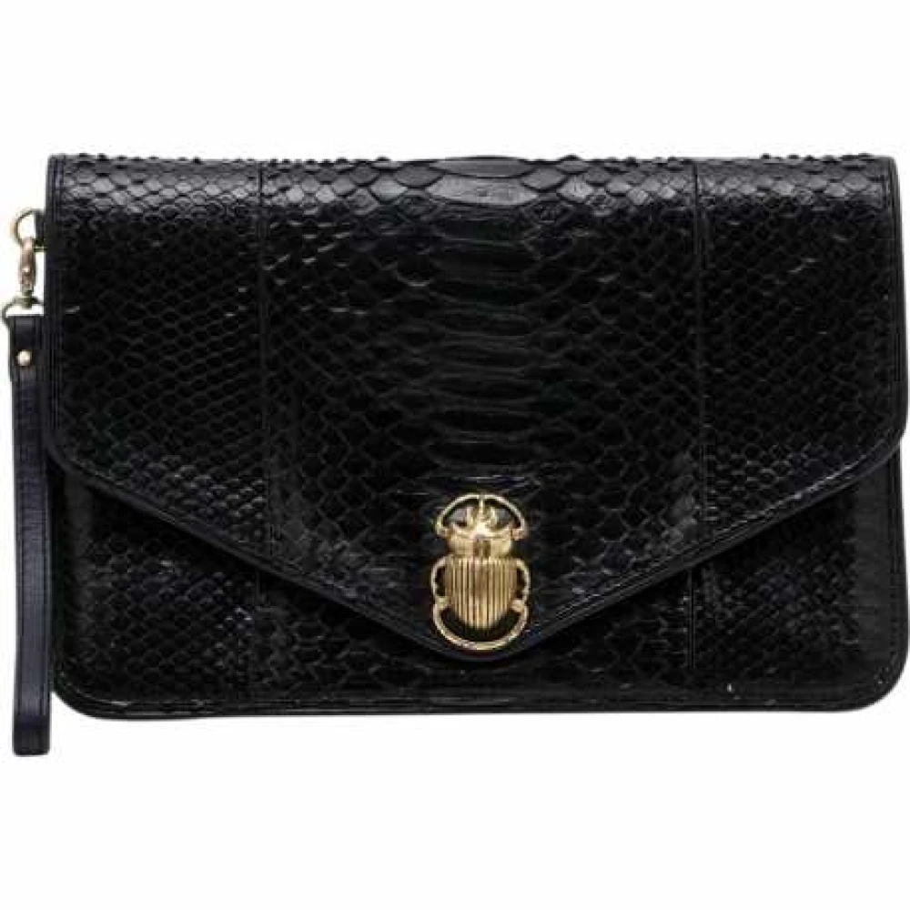 Claris Virot Zwarte Python Alicia Clutch Tas Black Dames
