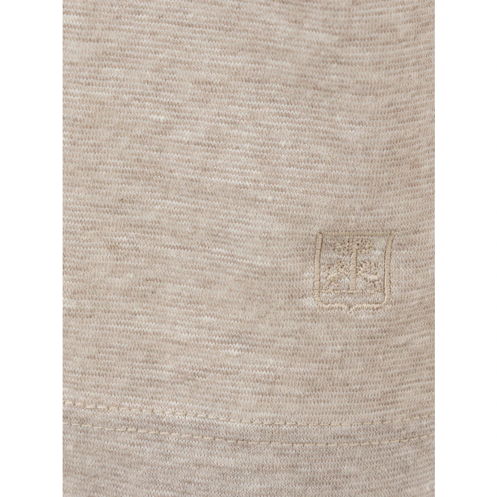 Corneliani Beige Koreaanse Kraag T-shirt Made in Italy Beige Heren