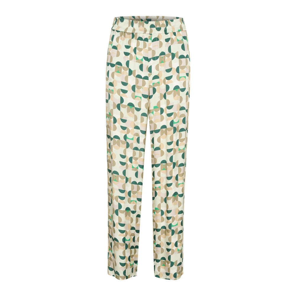 InWear Groene Geometrische Straight Leg Broek Multicolor Dames