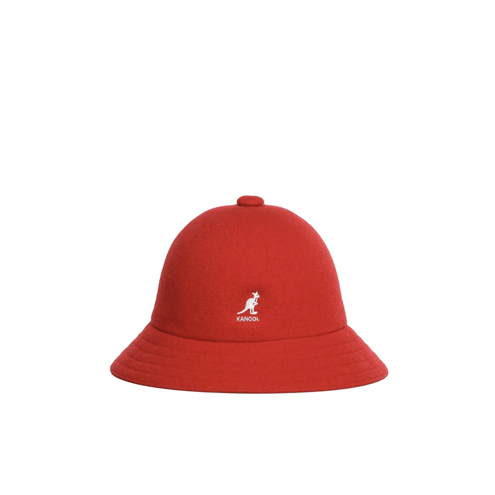 Kangol Donna Rosso Cappello Bucket Con Logo Frontale