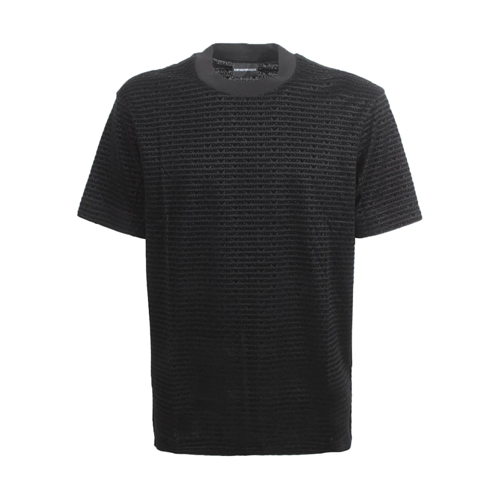 Emporio Armani Zwart Flock Print T-shirt Black Heren