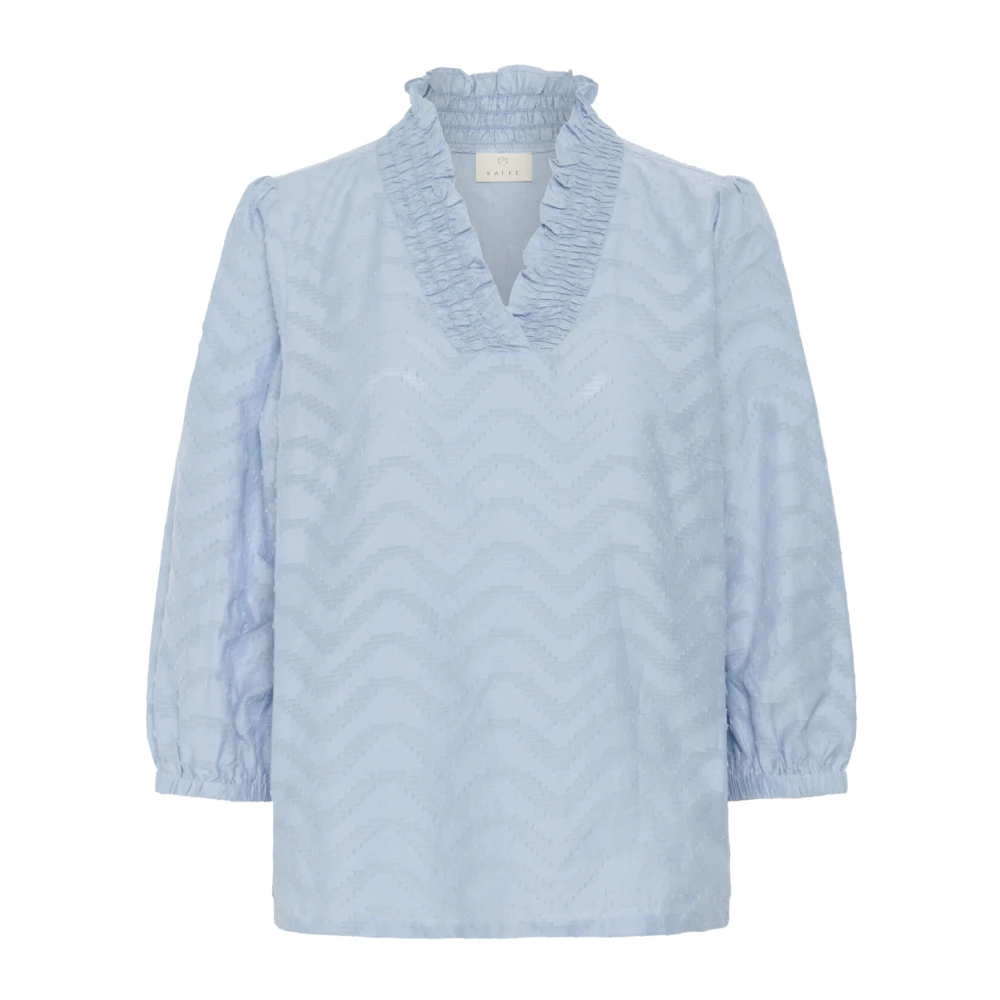 Kaffe Zachte Chambray Blouse met Ruchedetail Blue Dames