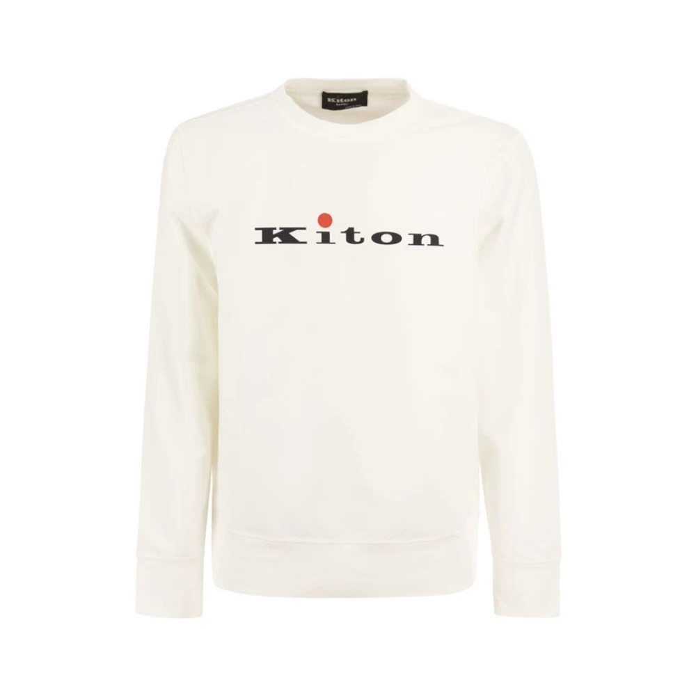 Kiton Katoenen crewneck sweatshirt met logo White Heren