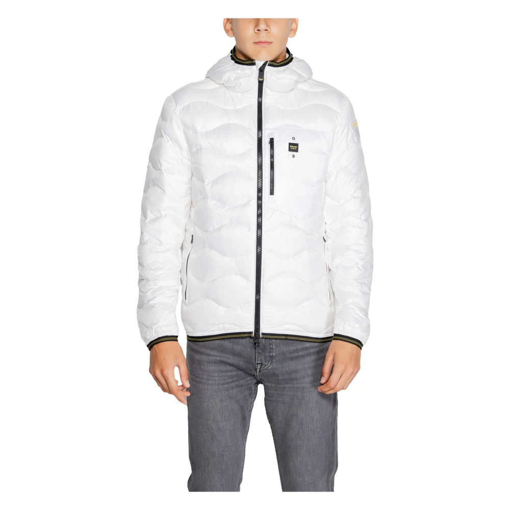 Blauer Witte Rits Hoodie Jas Mannen White Heren