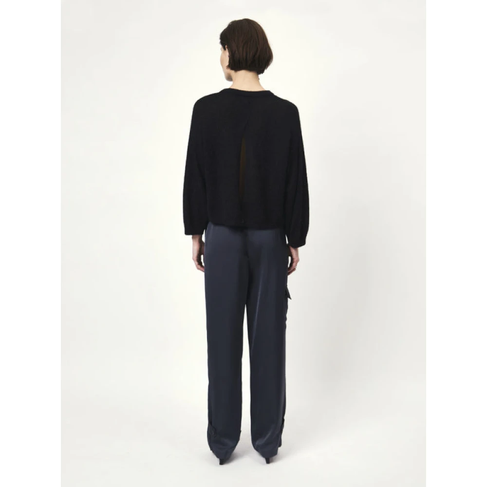 Dante 6 Zwarte Alpaca Pullover met Rugopening Black Dames