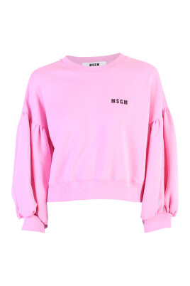 sweatshirt-rose-a-manches-bouffantes-avec-logo