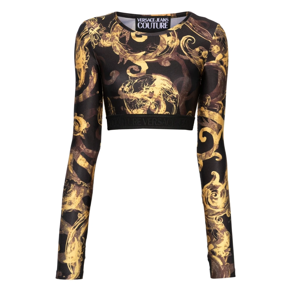 Versace Jeans Couture Barokprint Zwart Cropped Top Black Dames