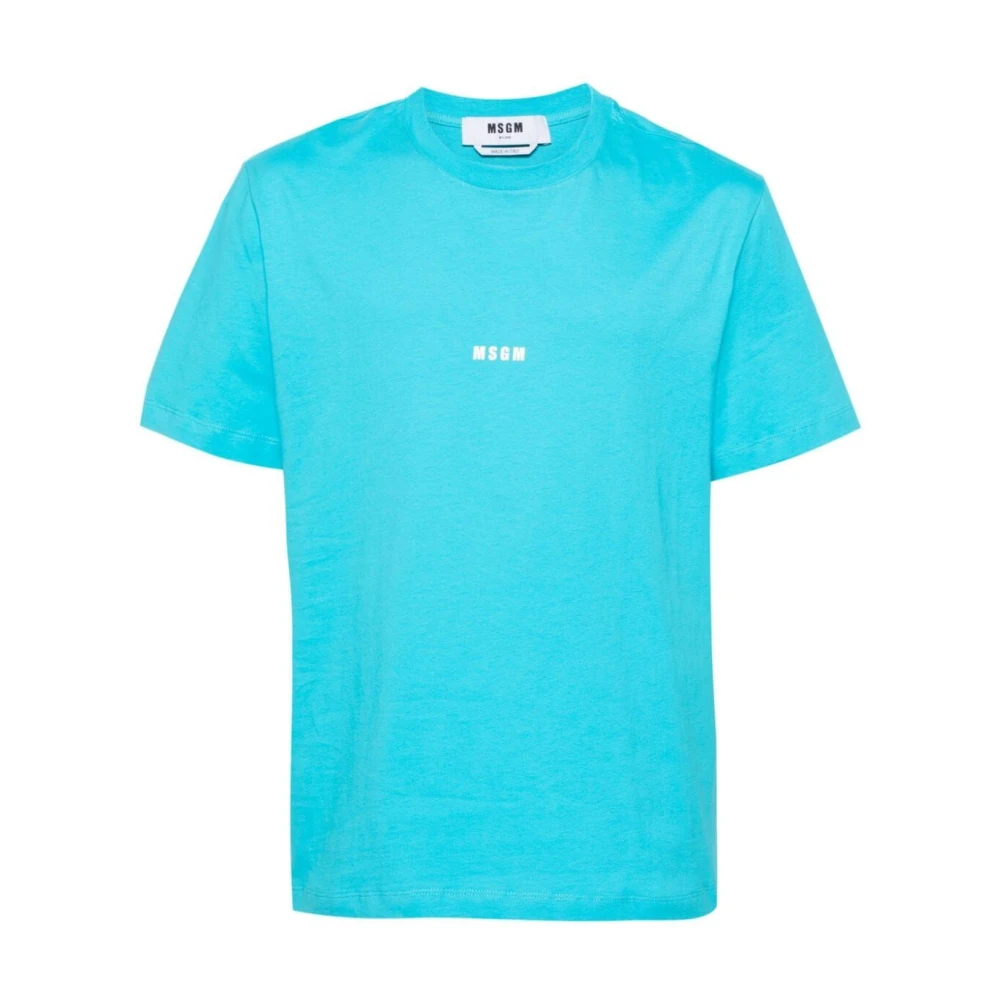 Msgm Men's Blue Cotton T-Shirt - T-Shirts - Xl - Tops