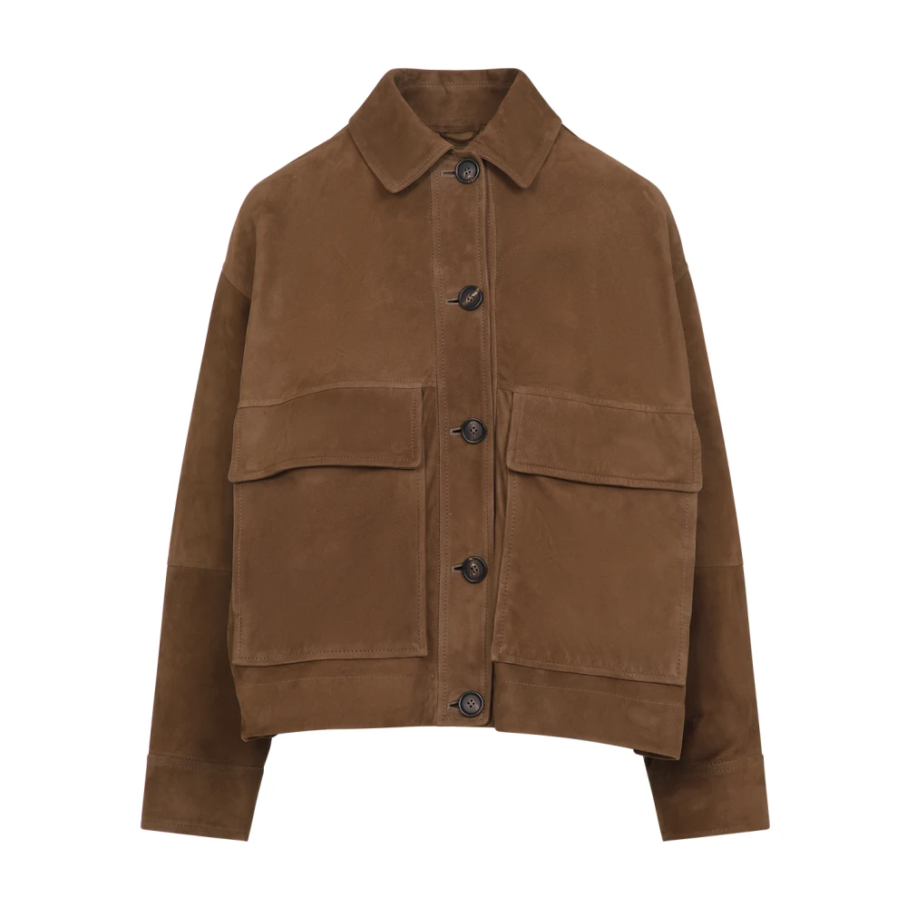 BRUNELLO CUCINELLI Bruin Suède Leren Jas Brown Dames