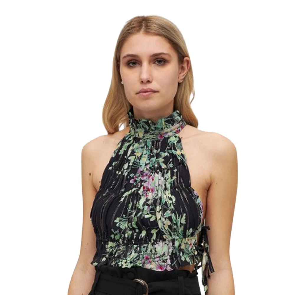 Sabina Musayev Chique en vrouwelijke crop top met verfijnd patroon Black Dames