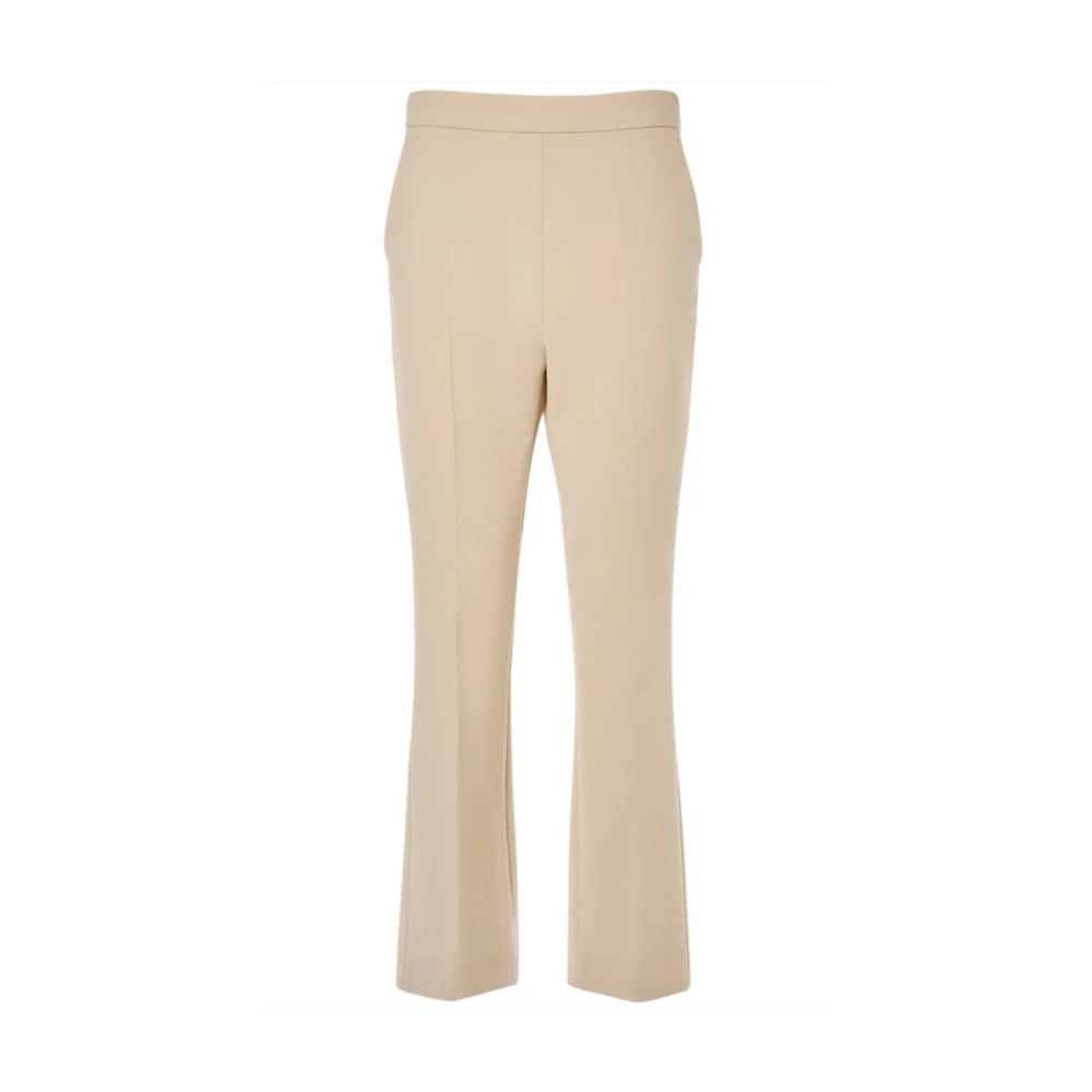 Max Mara Hög Midja Beige Ull Flare Byxor Beige, Dam