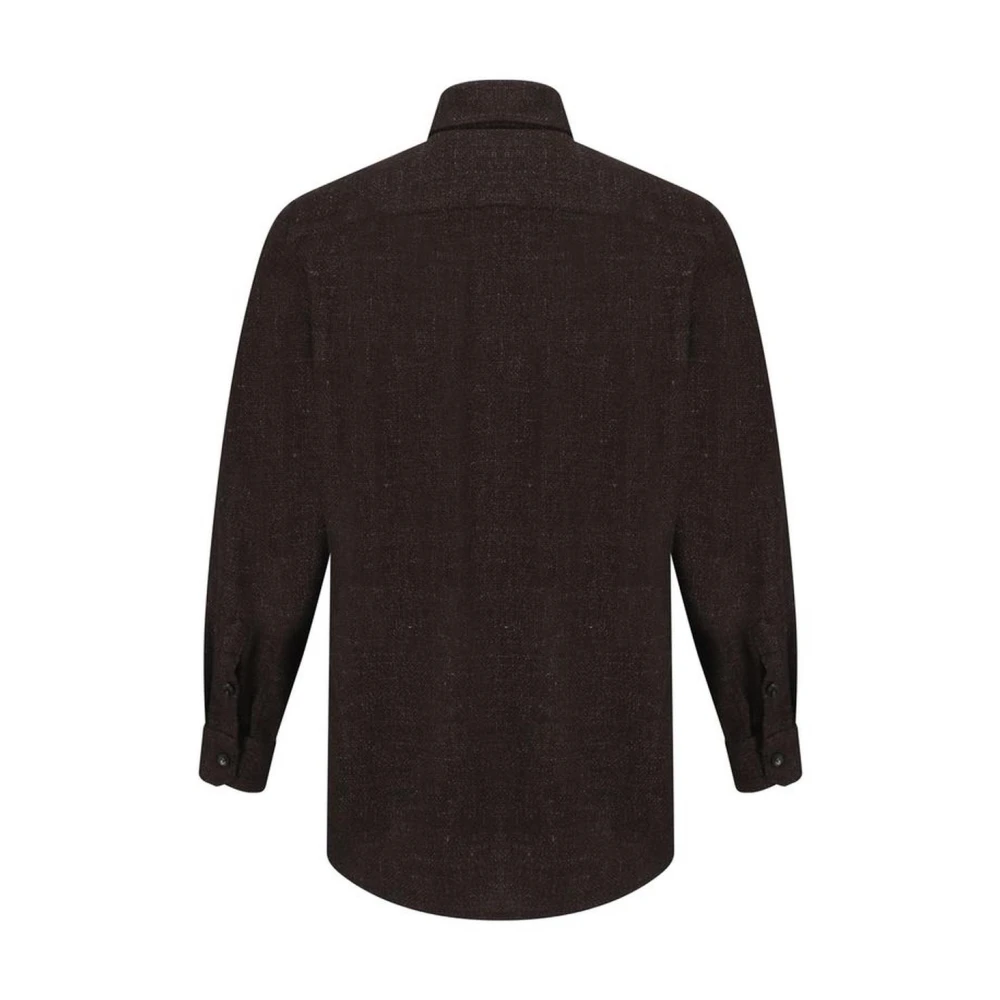 Kiton Klassieke wollen overhemd met zakken Brown Heren