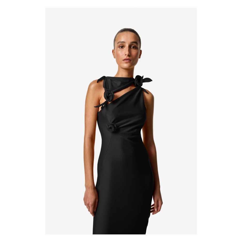Coperni Zwarte Asymmetrische Bloem Jurk Black Dames