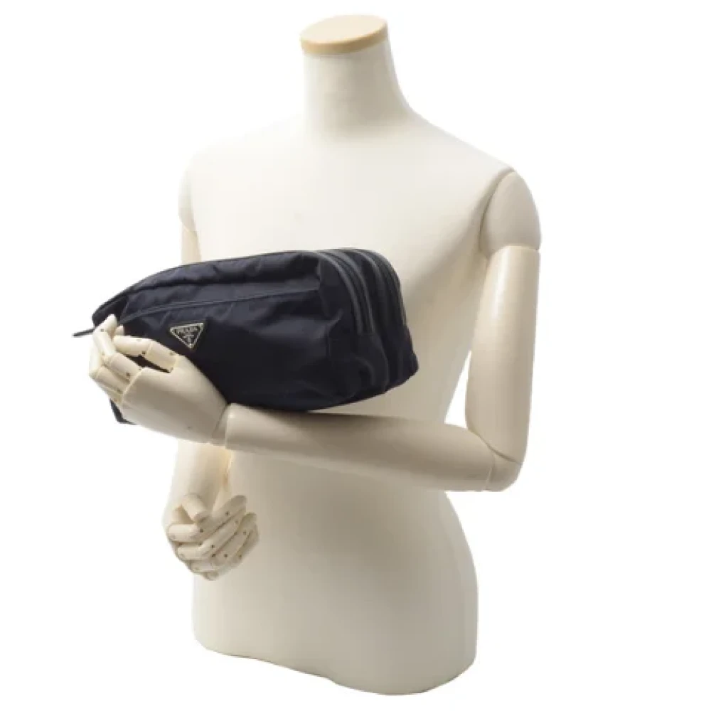 Prada Vintage Pre-owned Canvas clutches Blue Dames