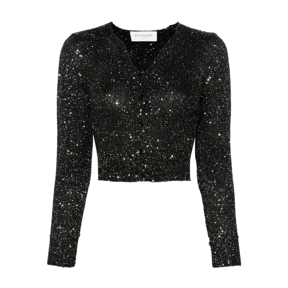 Ermanno Scervino Paillet Vest Zwart Zilver Black Dames